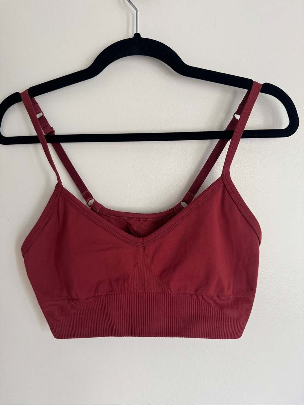 lululemon athletica Seamless V-Neck Bralette in Deep Berry Red - Picture 2 of 3